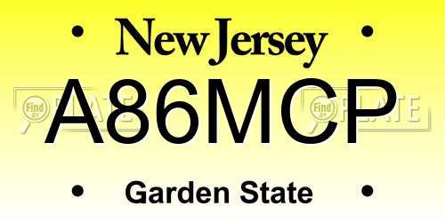 A86MCP New Jersey License Plate