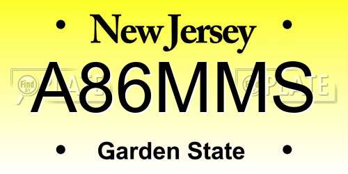 A86MMS New Jersey License Plate