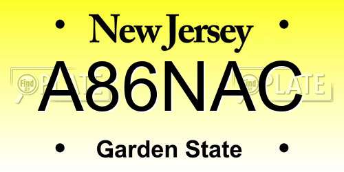 A86NAC New Jersey License Plate