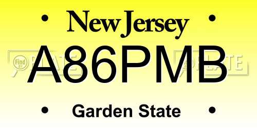 A86PMB New Jersey License Plate