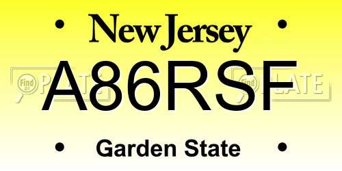 A86RSF New Jersey License Plate