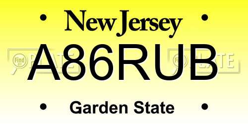 A86RUB New Jersey License Plate