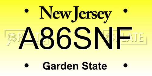 A86SNF New Jersey License Plate