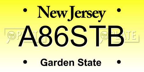 A86STB New Jersey License Plate