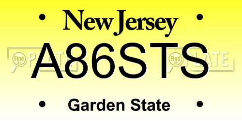 A86STS New Jersey License Plate