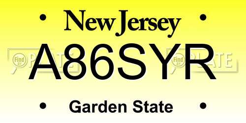 A86SYR New Jersey License Plate
