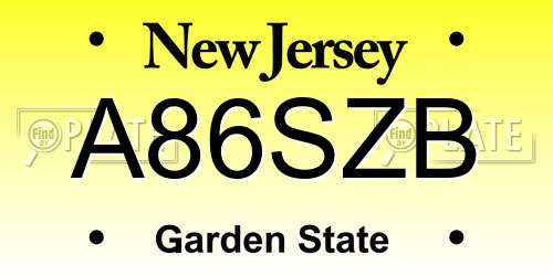 A86SZB New Jersey License Plate