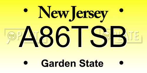 A86TSB New Jersey License Plate
