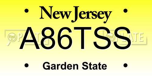 A86TSS New Jersey License Plate