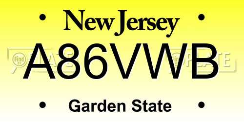 A86VWB New Jersey License Plate