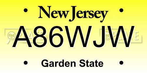A86WJW New Jersey License Plate