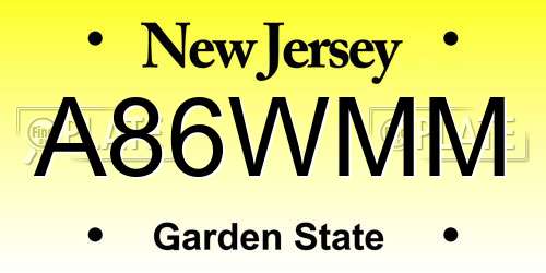 A86WMM New Jersey License Plate