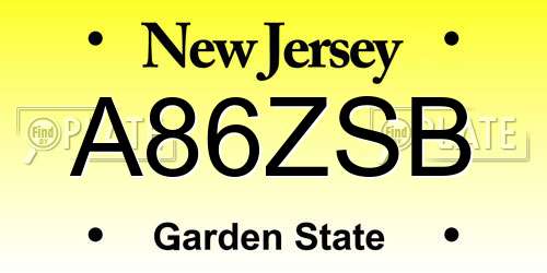 A86ZSB New Jersey License Plate