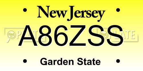A86ZSS New Jersey License Plate