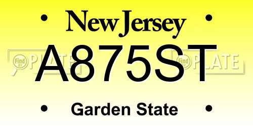 A875ST New Jersey License Plate