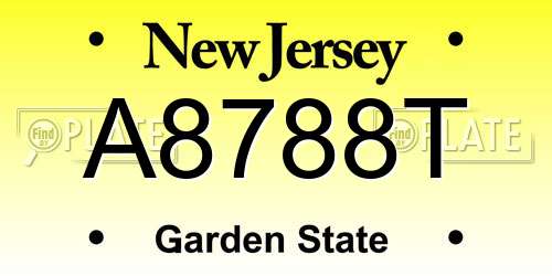 A8788T New Jersey License Plate