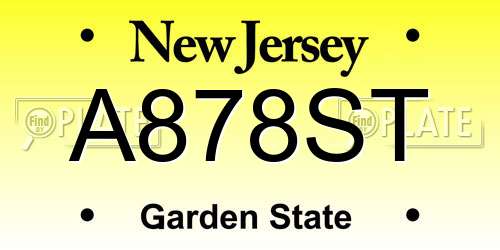 A878ST New Jersey License Plate