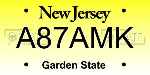 A87AMK New Jersey License Plate
