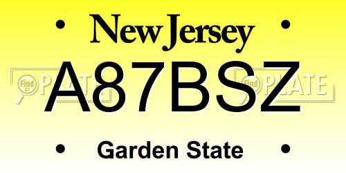 A87BSZ New Jersey License Plate