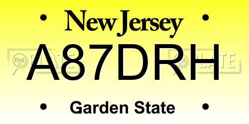A87DRH New Jersey License Plate