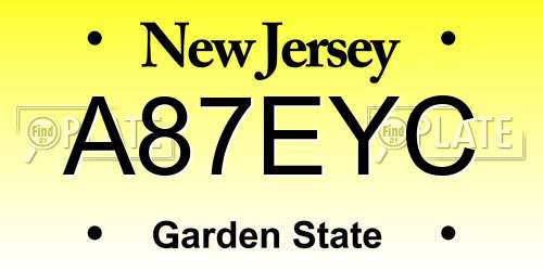 A87EYC New Jersey License Plate