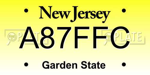 A87FFC New Jersey License Plate