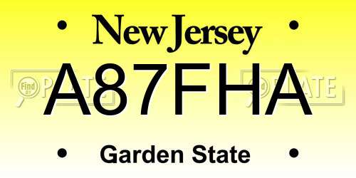 A87FHA New Jersey License Plate