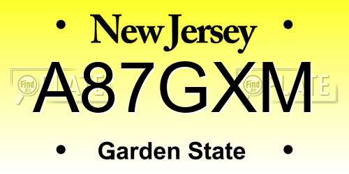 A87GXM New Jersey License Plate