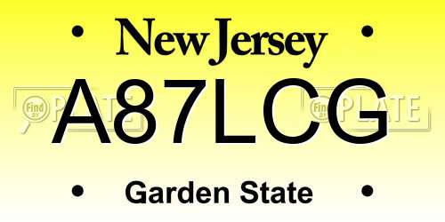 A87LCG New Jersey License Plate