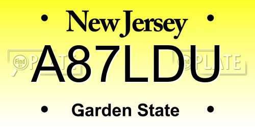 A87LDU New Jersey License Plate