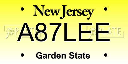 A87LEE New Jersey License Plate
