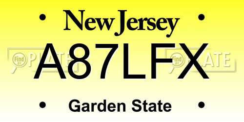 A87LFX New Jersey License Plate