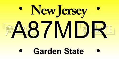 A87MDR New Jersey License Plate