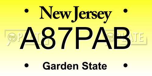 A87PAB New Jersey License Plate