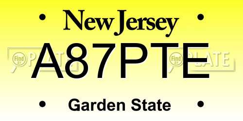 A87PTE New Jersey License Plate