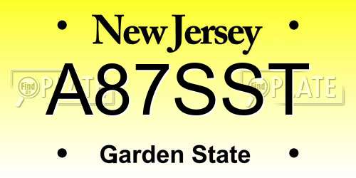 A87SST New Jersey License Plate