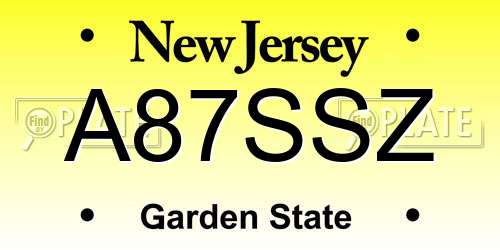 A87SSZ New Jersey License Plate