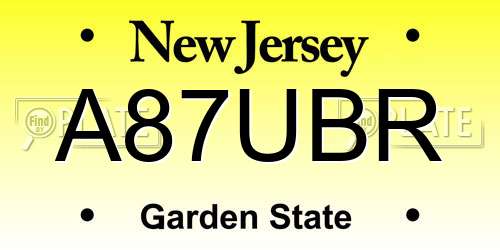 A87UBR New Jersey License Plate
