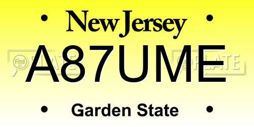 A87UME New Jersey License Plate
