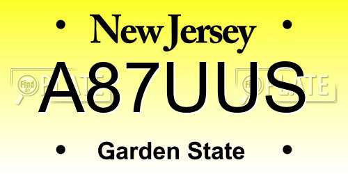 A87UUS New Jersey License Plate