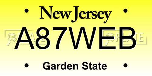 A87WEB New Jersey License Plate