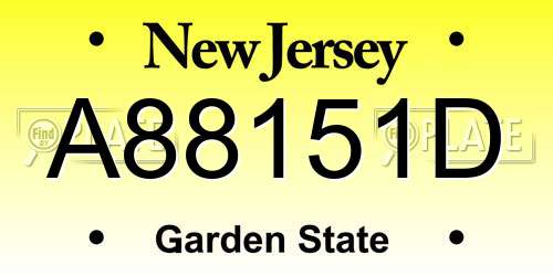 A88151D New Jersey License Plate