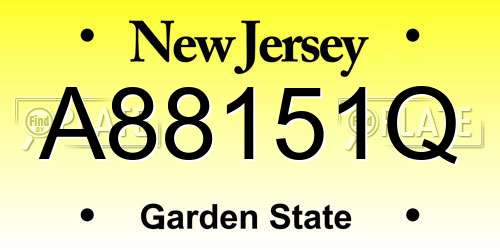 A88151Q New Jersey License Plate