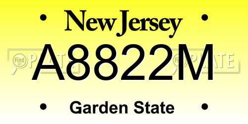 A8822M New Jersey License Plate