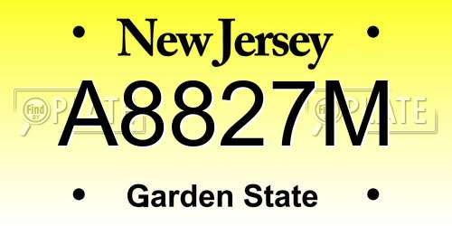A8827M New Jersey License Plate