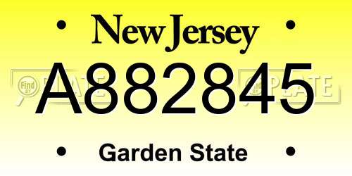 A882845 New Jersey License Plate
