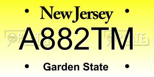 A882TM New Jersey License Plate