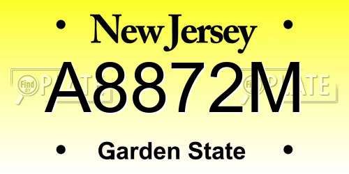 A8872M New Jersey License Plate