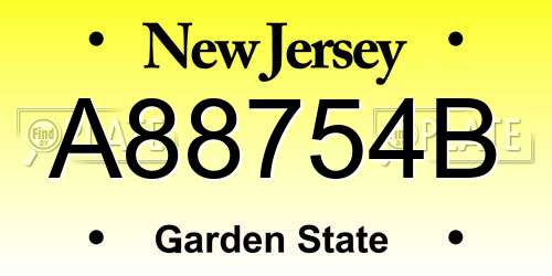 A88754B New Jersey License Plate