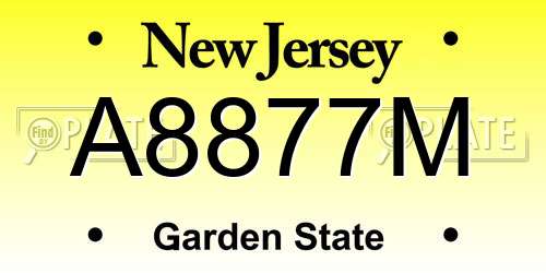 A8877M New Jersey License Plate